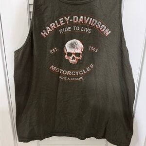 Harley-Davidson Dark Green Skull Tank